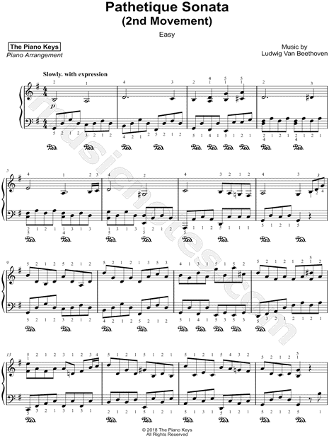 The Piano Keys "Pathetique Sonata (2nd Movement) [easy]" Sheet Music (Piano Solo) in G - Download & Print - SKU: