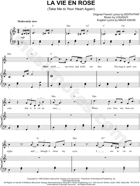 Michael Buble Feat Cecile Mclorin Salvant La Vie En Rose Sheet Music In C Major Transposable Download Print Sku Mn0194979 D when you d press me to your f♯m7 heart a7 la em vie en d rose d. gbp