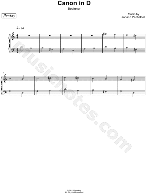 flowkey "Canon in D (Beginner)" Sheet Music (Piano Solo ...