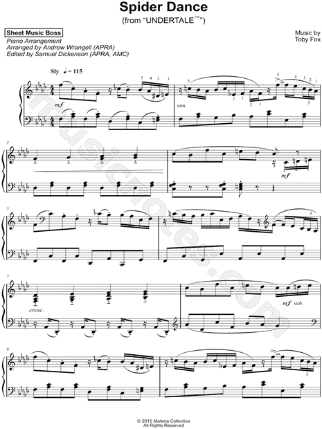 Sheet Music Boss "Spider Dance" Sheet Music (Piano Solo) in F Minor