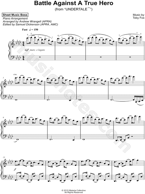 Sheet Music Boss Battle Against A True Hero Sheet Music Piano Solo In F Minor Download Print Sku Mn