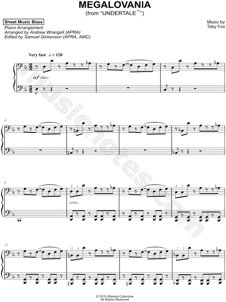 Sheet Music Boss "Megalovania" Sheet Music (Piano Solo) in D Minor