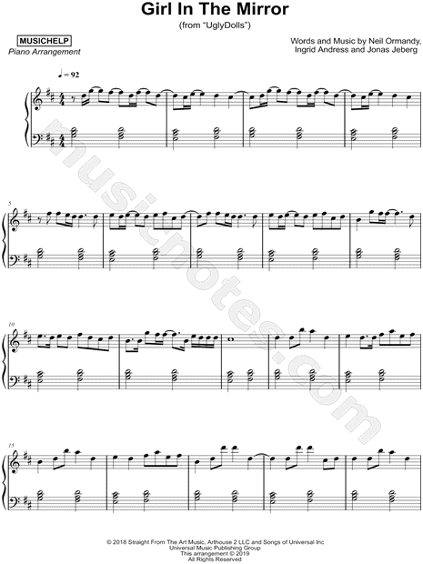 Musichelp Girl In The Mirror Sheet Music Piano Solo In D Major Download Print Sku Mn