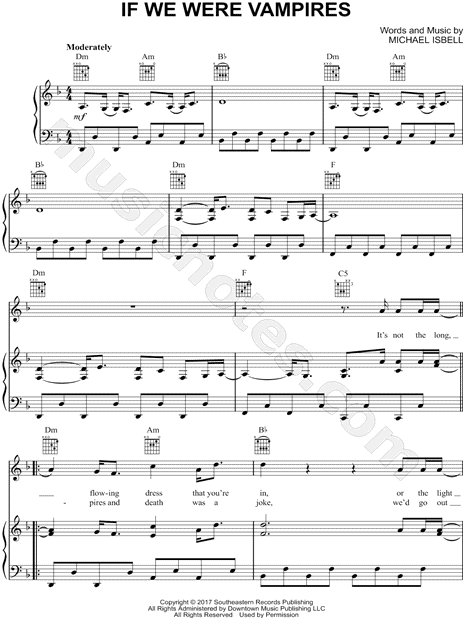 Jason Isbell And The 400 Unit If We Were Vampires Sheet Music In F Major Transposable Download Print Sku Mn0197654