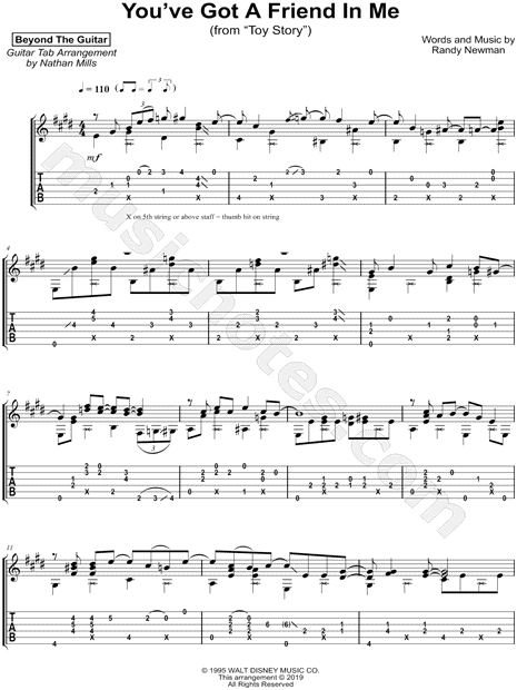 Beyond The Guitar You Ve Got A Friend In Me From Toy Story Guitar Tab In E Major Download Print Sku Mn