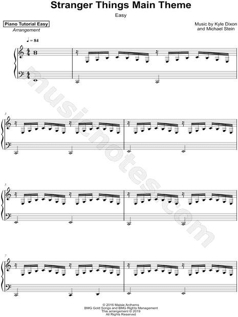 Piano Tutorial Easy Stranger Things Main Theme Easy Sheet