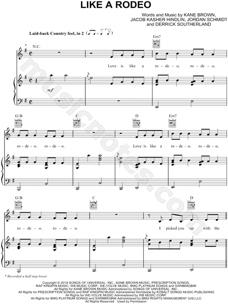 Kane Brown Like A Rodeo Sheet Music In E Minor Download