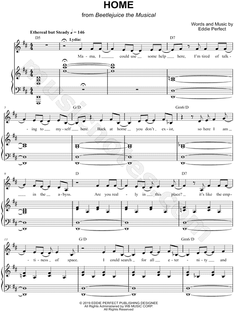 Home From Beetlejuice Musical Sheet Music In D Major