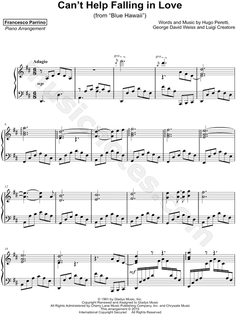 Francesco Parrino Can T Help Falling In Love Sheet Music Piano Solo In D Major Download Print Sku Mn