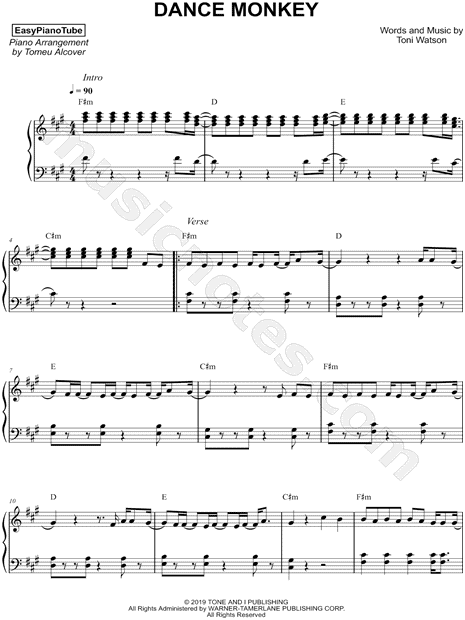 EasyPianoTube "Dance Monkey" Sheet Music (Piano Solo) in ...