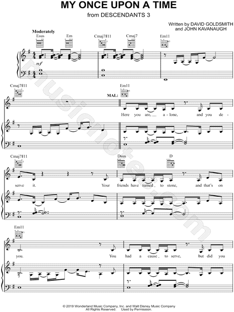 My Once Upon A Time From Descendants 3 Sheet Music In E Minor Transposable Download Print Sku Mn