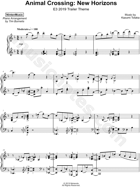 Nintenmusic Animal Crossing New Horizons Main Theme Sheet Music Piano Solo In F Major Download Print Sku Mn