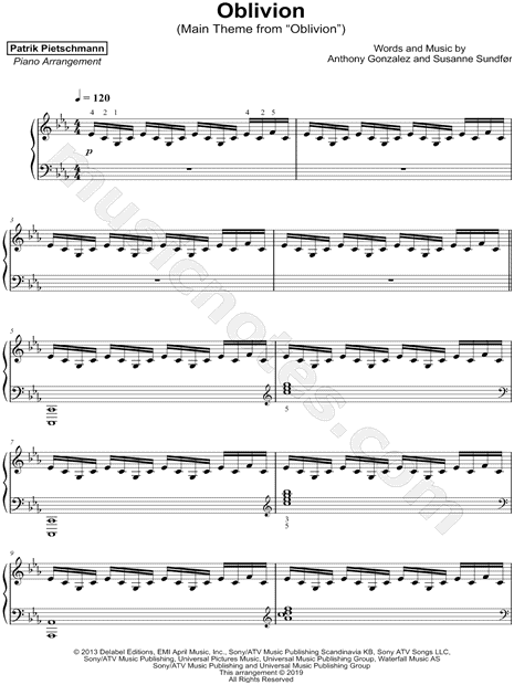 Patrik "Oblivion" Sheet Music (Piano Solo) in C - Download & - MN0201722