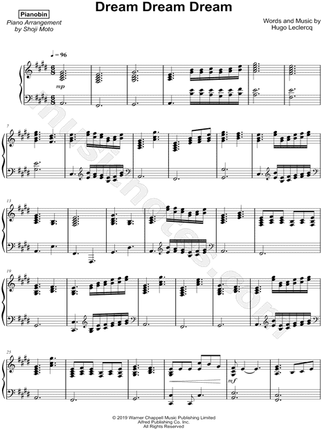 Pianobin Dream Dream Dream Sheet Music Piano Solo In E Major Download Print Sku Mn