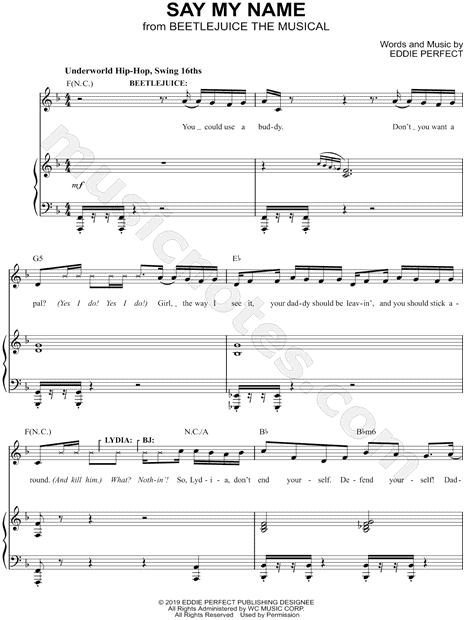 Say My Name From Beetlejuice Musical Sheet Music In F Major
