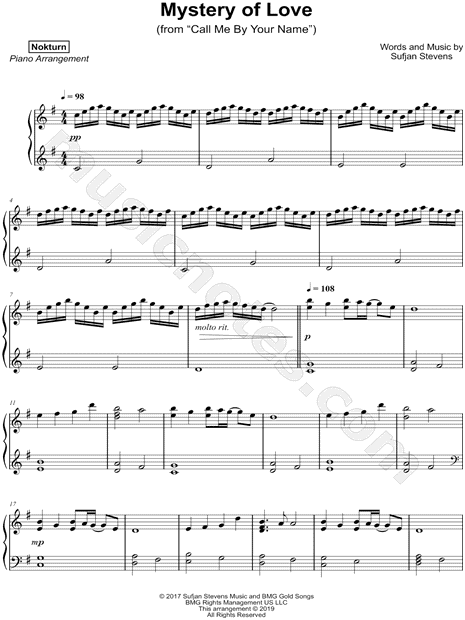 Print and download Mystery of Love sheet music by Nokturn arranged for Pian...