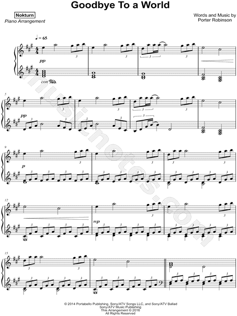 Print and download Goodbye to a World sheet music by Nokturn arranged for P...