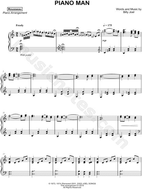Rousseau Piano Man Sheet Music Piano Solo In C Major Download Print Sku Mn0205270