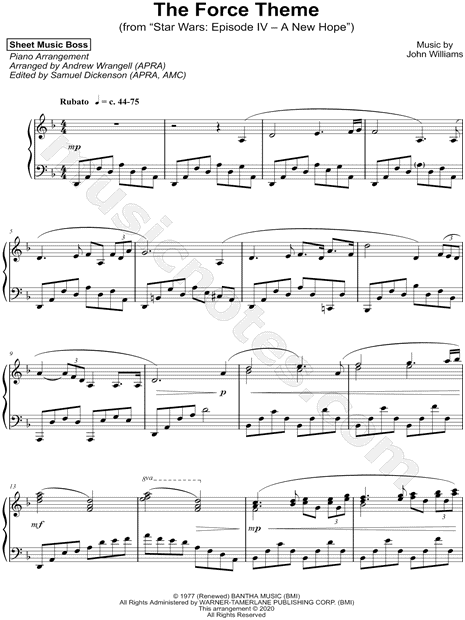 Print and download The Force Theme sheet music by Sheet Music Boss ar...