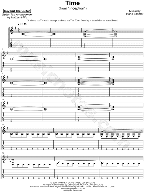 Beyond The Guitar Time From Inception Guitar Tab In E Minor Download Print Sku Mn0207591