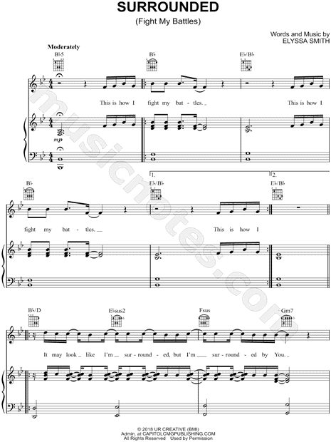 UPPERROOM "Surrounded (Fight My Battles)" Sheet Music in Bb Major  (transposable) - Download & Print - SKU: MN0207710