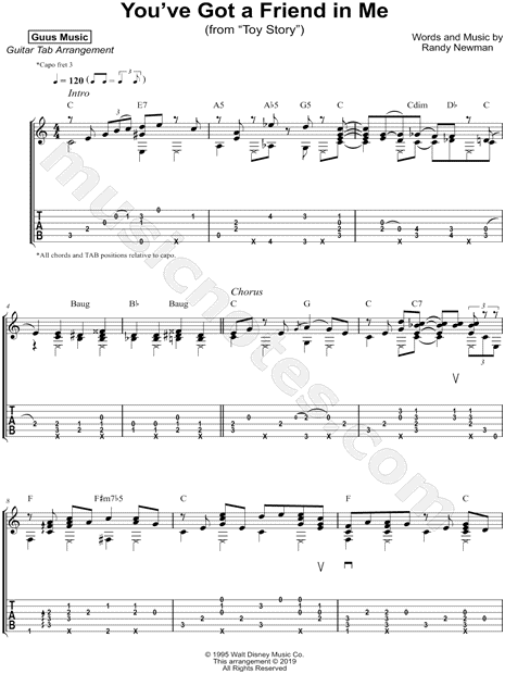 Guus Music You Ve Got A Friend In Me Guitar Tab In C Major Download Print Sku Mn091