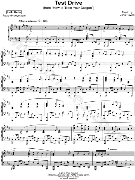 Glimmend Wie Stapel Leiki Ueda "Test Drive (from How to Train Your Dragon)" Sheet Music (Piano  Solo) in D Major - Download & Print - SKU: MN0209698