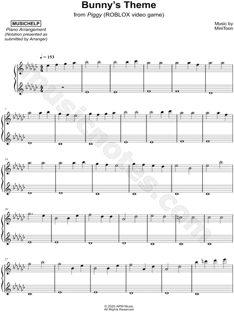 Musichelp Bunny S Theme Sheet Music Piano Solo In Eb Minor