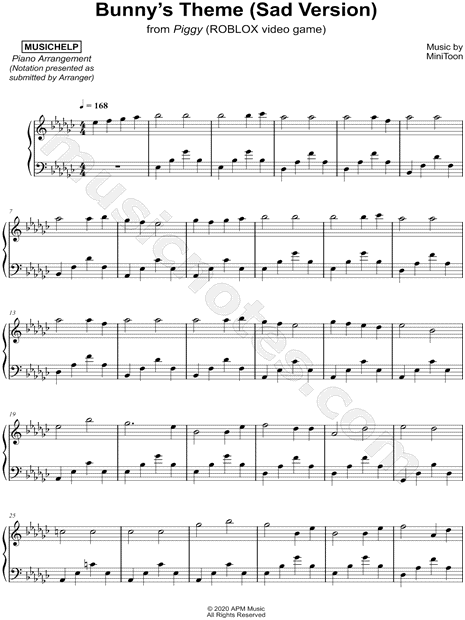 Musichelp Bunny S Theme Sad Version Sheet Music Piano Solo In Eb Minor Download Print Sku Mn0210066 - sad song piano sheet roblox