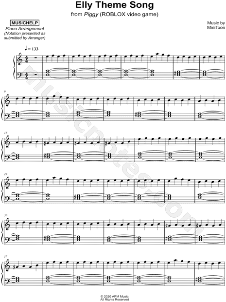 Musichelp Elly Theme Song Sheet Music Piano Solo In A Minor