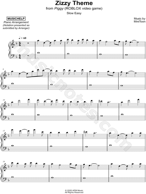 Musichelp Zizzy Theme Slow Easy Sheet Music Piano Solo In D Minor Download Print Sku Mn0210259 - alto sax music roblox