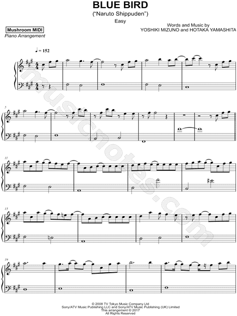 B L U E B I R D P I A N O E A S Y Zonealarm Results - naruto piano sheet music roblox