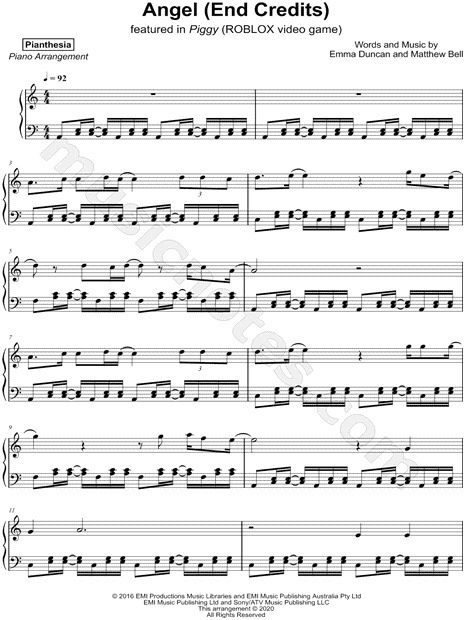 Pianthesia Angel End Credits Sheet Music Piano Solo In A Minor Download Print Sku Mn0211937 - roblox flute songs