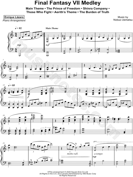 Enrique Lazaro Gonzalvo "Final Fantasy VII Medley" Sheet Music (Piano