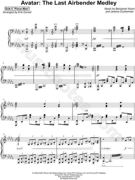 Erik Correll "Avatar: The Last Airbender Medley" Sheet Music (Piano in Minor - Download - SKU: MN0213646
