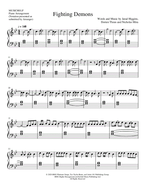 Musichelp Fighting Demons Sheet Music Piano Solo In G Minor Download Print Sku Mn0214002 - roblox demons piano