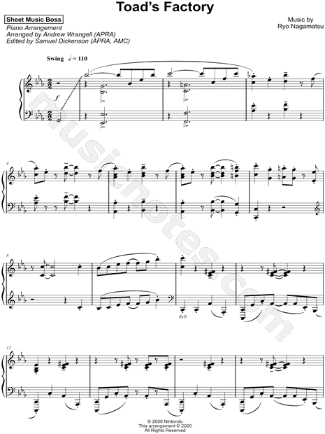 man Alternatief voorstel telescoop Sheet Music Boss "Toad's Factory" Sheet Music (Piano Solo) in C Minor -  Download & Print - SKU: MN0216222