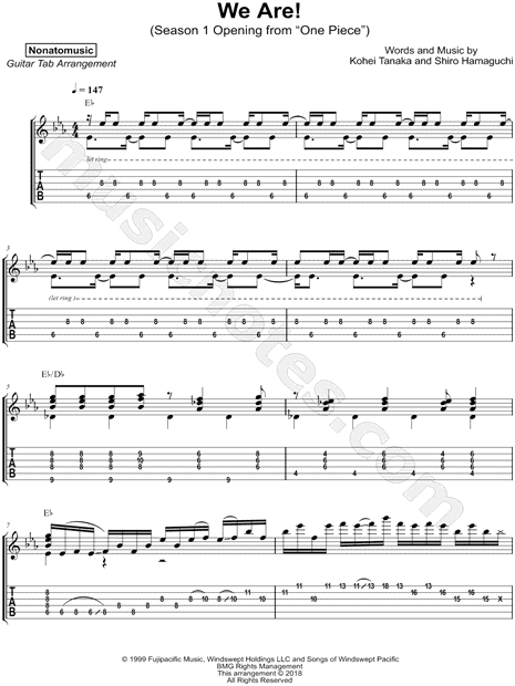 Nonatomusic We Are Guitar Tab In Eb Major Download Print Sku Mn