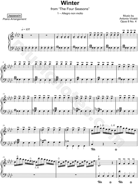 barajar Cantidad de Fantasía Jazzassin "Winter from the Four Seasons (Allegro non molto)" Sheet Music ( Piano Solo) in F Minor - Download & Print - SKU: MN0218584