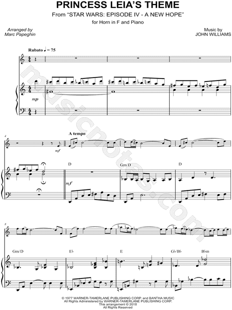 Princess Leia's Theme - French Horn & Piano
