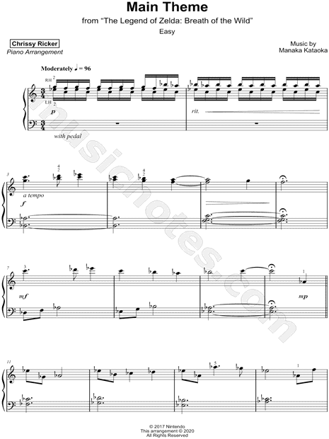 reserva Esperanzado fiesta Chrissy Ricker "The Legend of Zelda™: Breath of the Wild (Main Theme)  [easy]" Sheet Music (Piano Solo) in C Major - Download & Print - SKU:  MN0226146