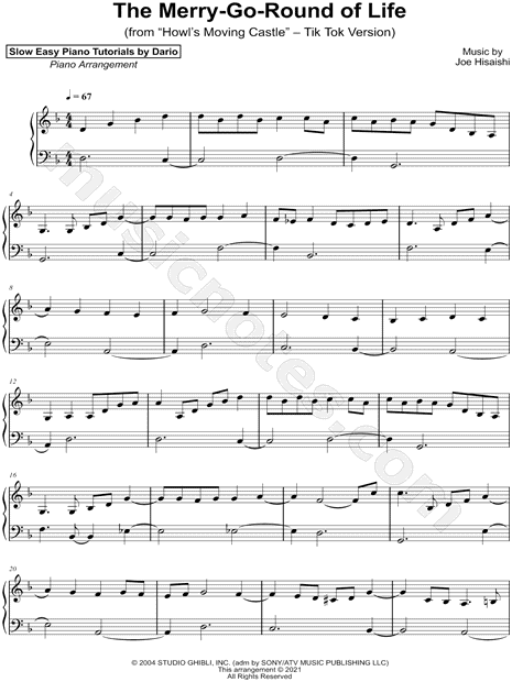 merry go round of life piano sheet with letters