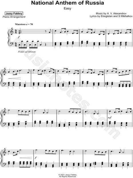 Fabbry "National of Russia [easy]" Sheet Music (Piano Solo) in C Major - & Print - SKU: MN0238641
