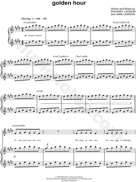 JVKE "golden hour" Sheet Music in E Major - Download & Print - SKU