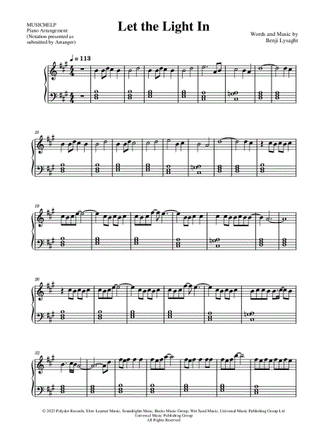 MUSICHELP Let The Light In Sheet Music Piano Solo In A Major musichelp-let-the-light-in-sheet-music-piano-solo-in-a-major