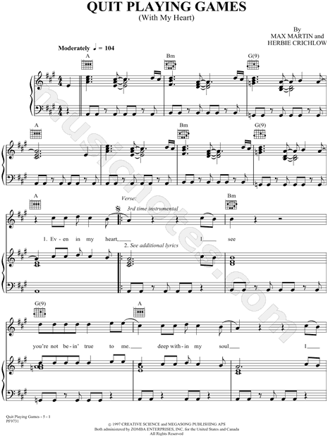 Quit Playing Games With My Heart free sheet music by Backstreet