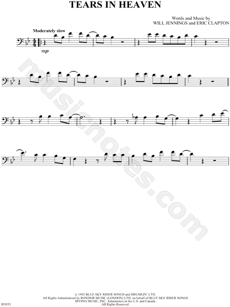 Tears In Heaven sheet music for flute solo (PDF-interactive)