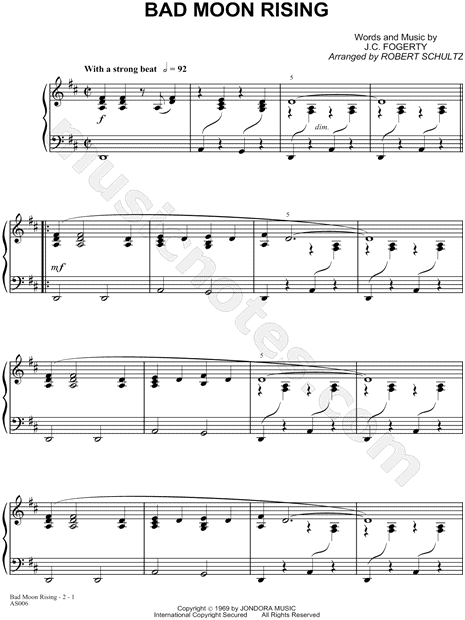 Bad Moon Rising Sheet Music | Creedence Clearwater Revival | Real Book –  Melody, Lyrics & Chords