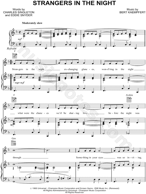 Strangers In The Night Sheet Music (Piano)