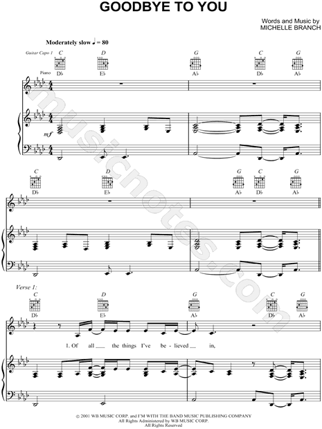 Everywhere: Piano/Vocal/Chords: Michelle Branch - Digital Sheet Music  Download